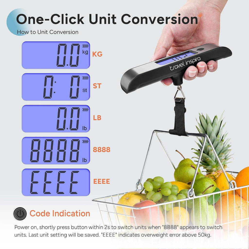 travel inspira Rechargeable Luggage Scale 110lb/50kg