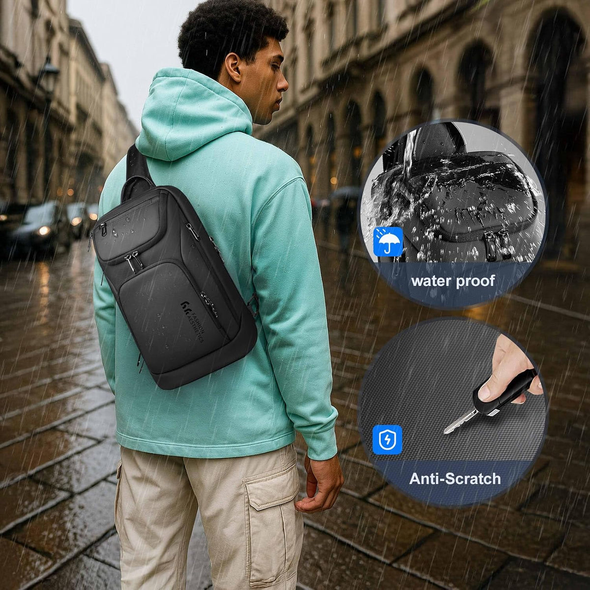 hk Sling Bag for Men, Water-Resistant Utility Crossbody Bag
