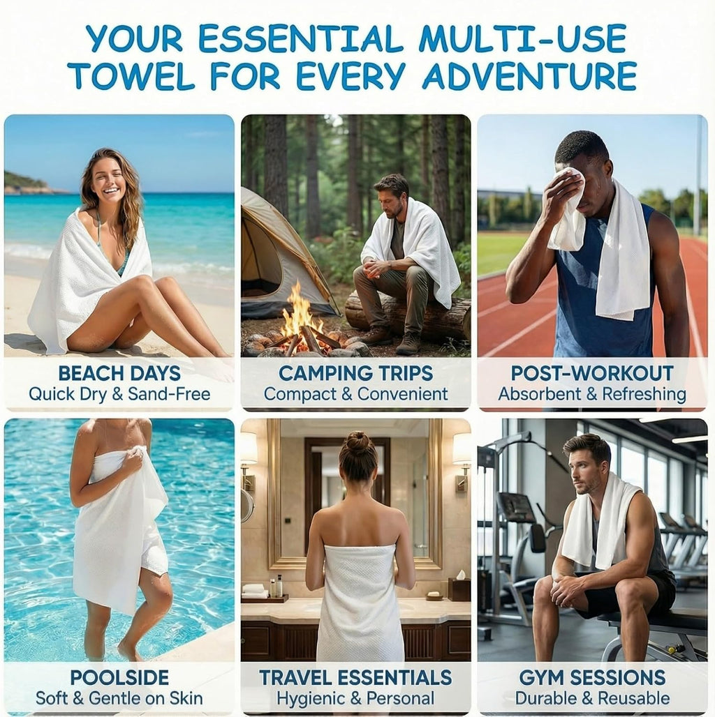 10 Pack Compressed Towels: Soft, Absorbent. Expands In Water For Travel Gym