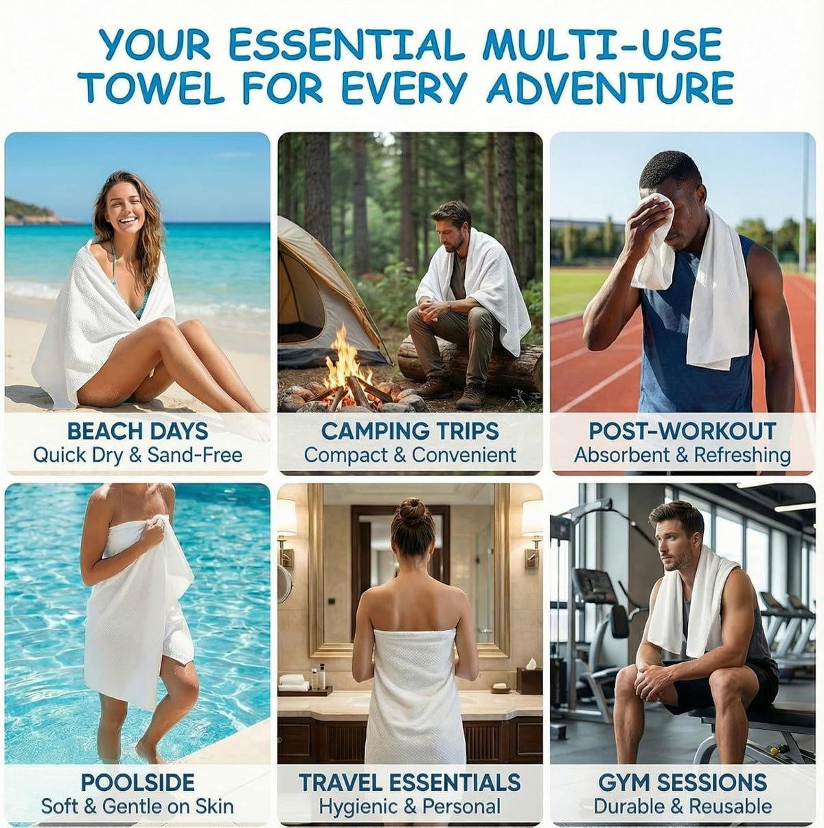 10 Pack Compressed Towels: Soft, Absorbent. Expands In Water For Travel Gym
