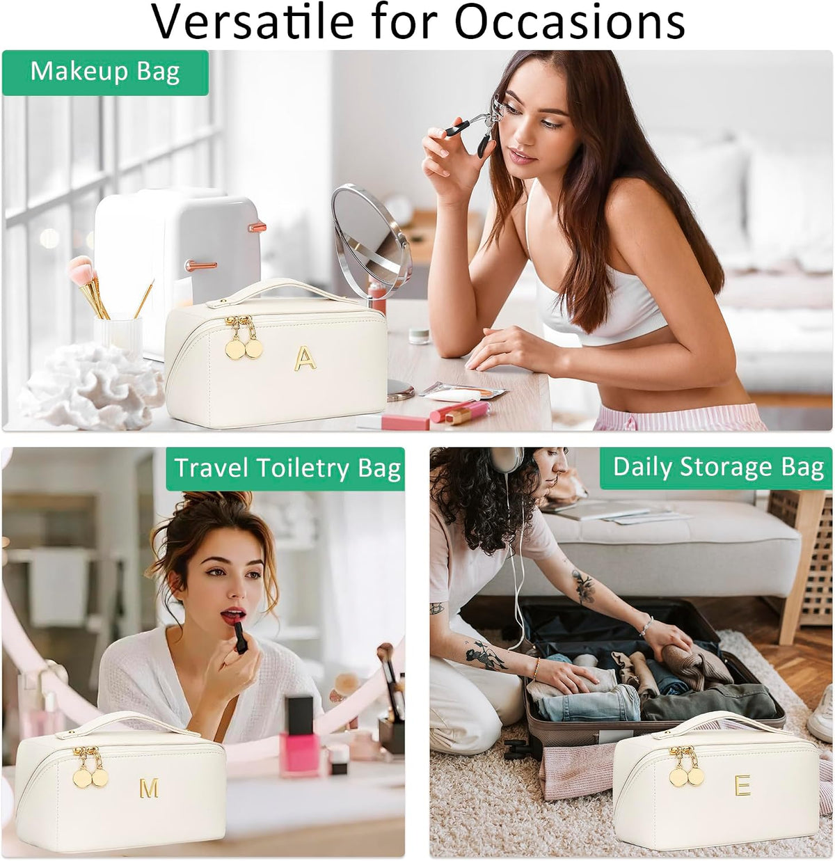 Initial Makeup Bag Personalized Gift for Women Teen Girls