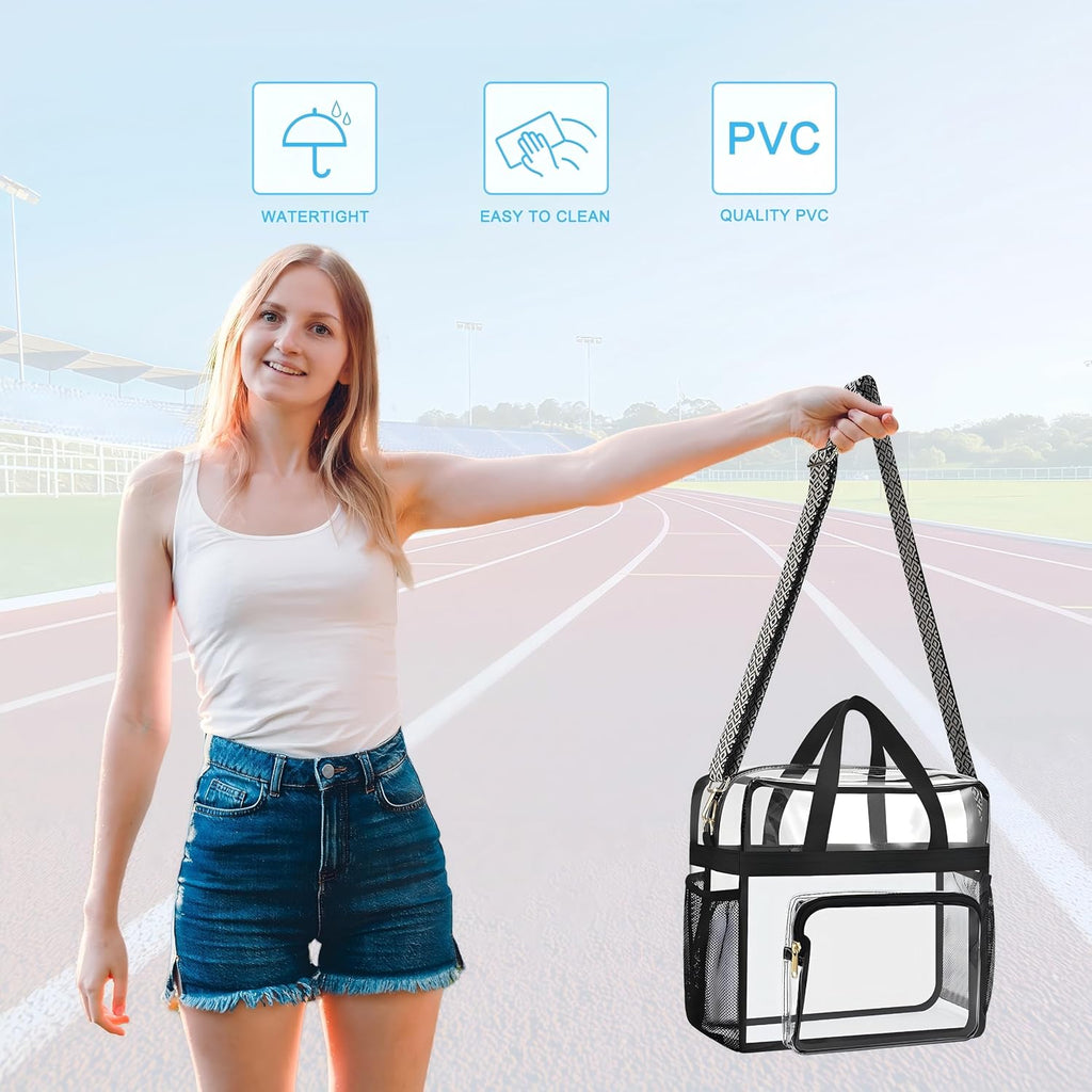 Bagenius Clear Tote Bag, 12x5.5x12 Inches Travel Tote Bag Stadium Approved