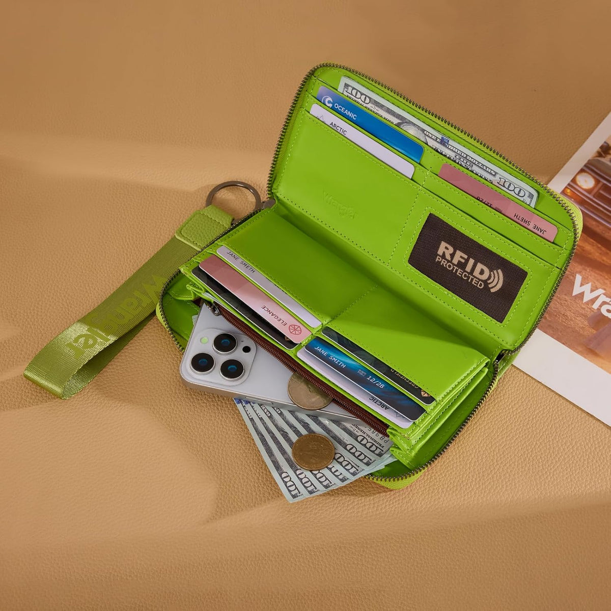 Wrangler Wallet Women RFID Blocking, Gradient Wristlet Wallet for Daily Use