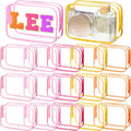 Shinylin 15 Pcs Clear Makeup Bag with Zipper, PVC Bag, Pink Orange