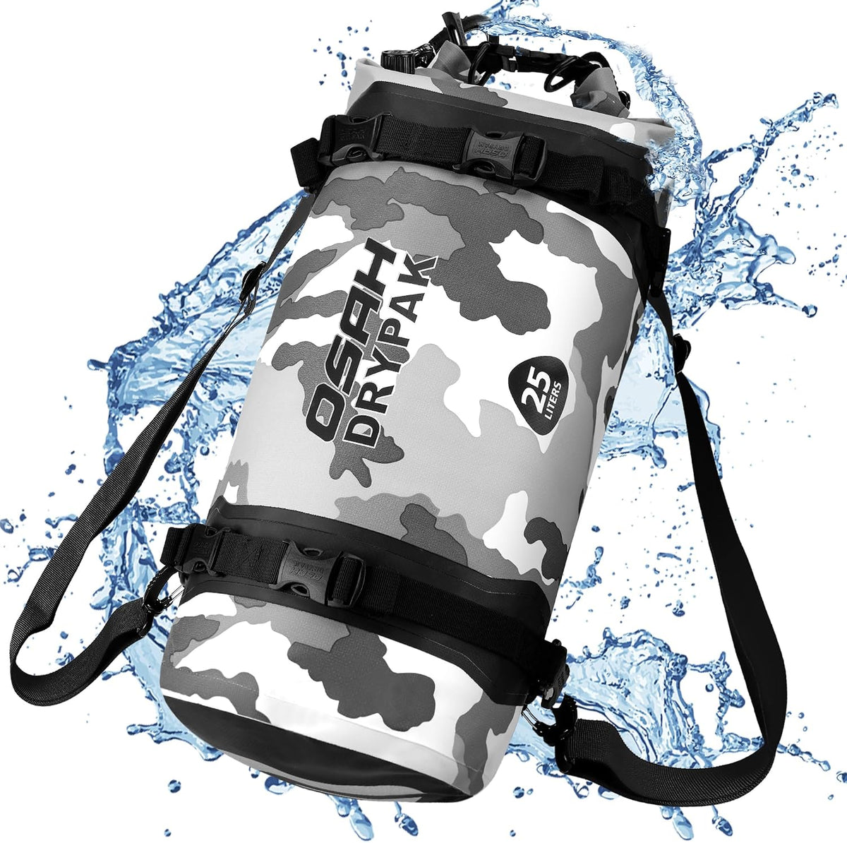 OSAH DRYPAK 25L Waterproof Dry Bag - Motorcycle Luggage Tail Bag with Straps for Back Seat, Roll Top Lightweight Waterproof Backpack Sack for Travel, Swimming, Boating, Kayaking, Camping and Beach
