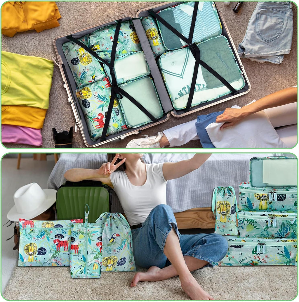 8 Pcs Packing Cubes for Kids, Luggage Packing Organizers, Travel Essentials