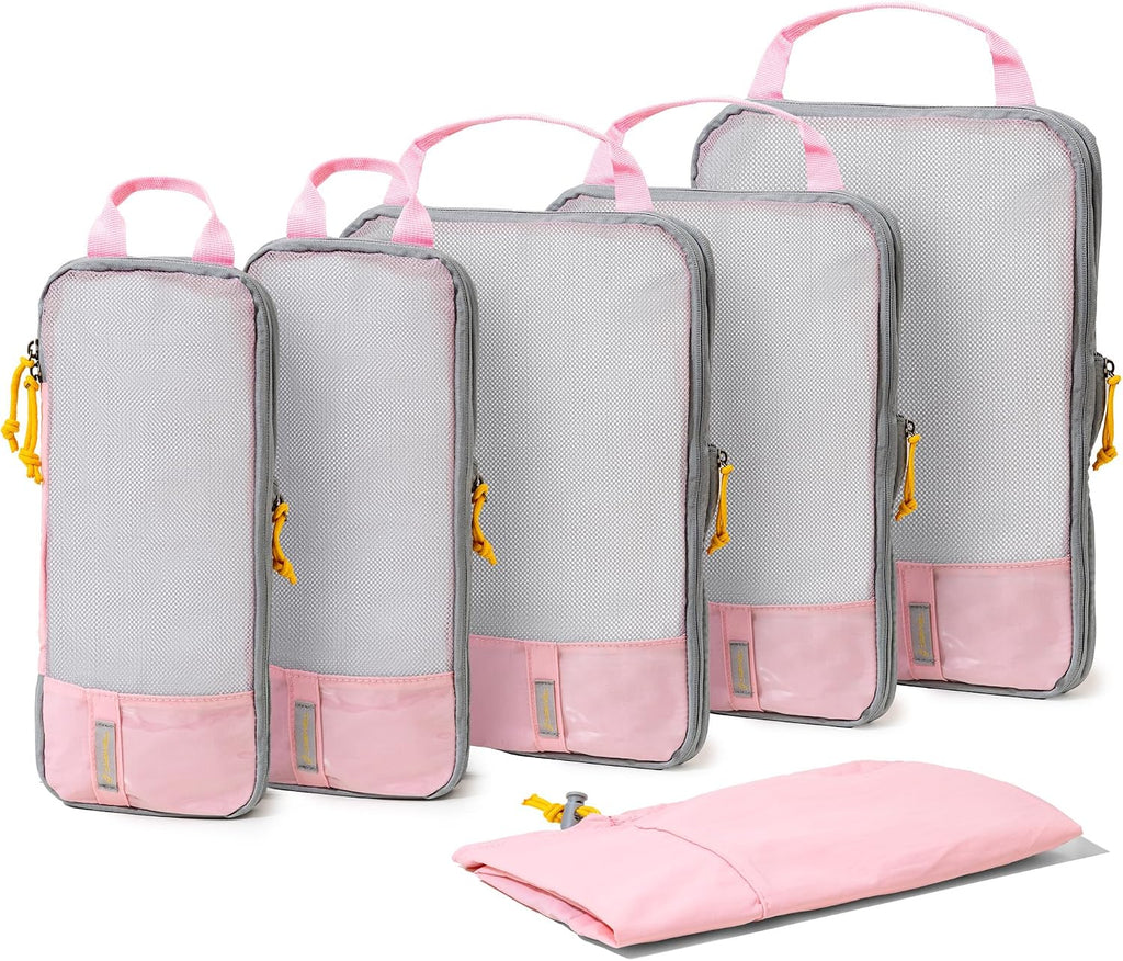 (Not Made In China) Compression Packing Cubes For Travel, Lightweight Organizer Bags for Suitcases and Luggage, 6pc set