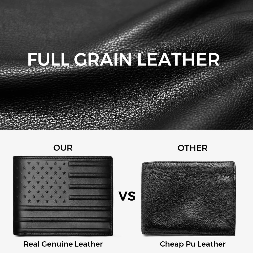 RUNBOX Wallet for Men Leather RFID Blocking Bifold Front Pocket Wallet