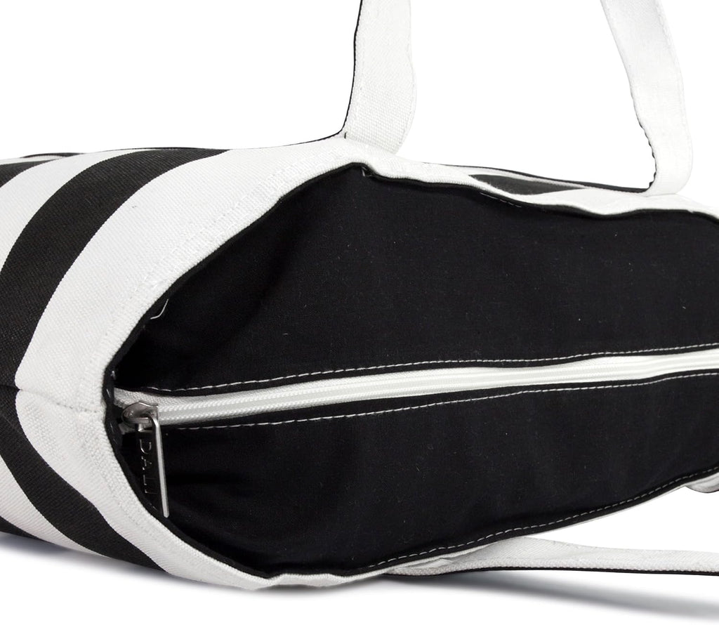 DALIX Striped Beach Bag Tote Bags Canvas Personalized Black Ballent Letter A - Z