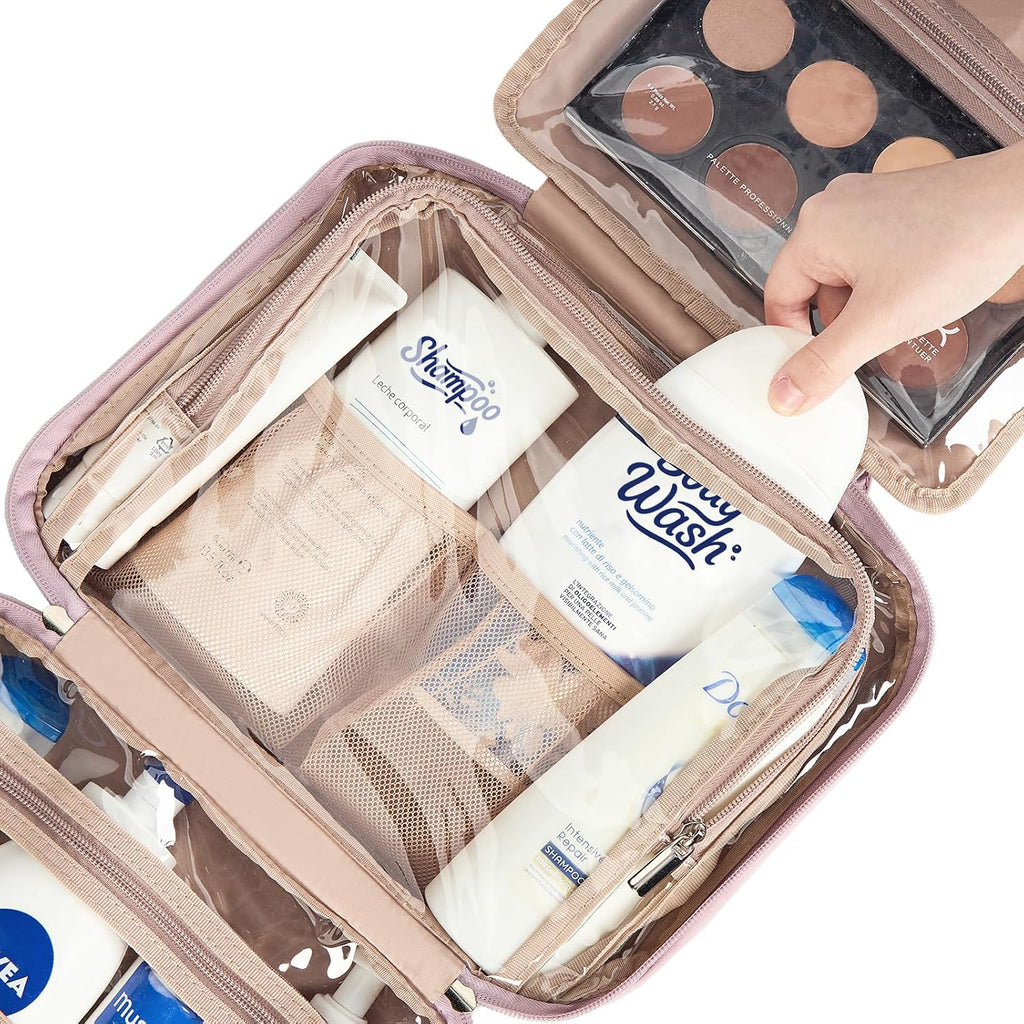 NISHEL Travel Toiletry Bag for Women Hanging Organizer Makeup Case Pockets