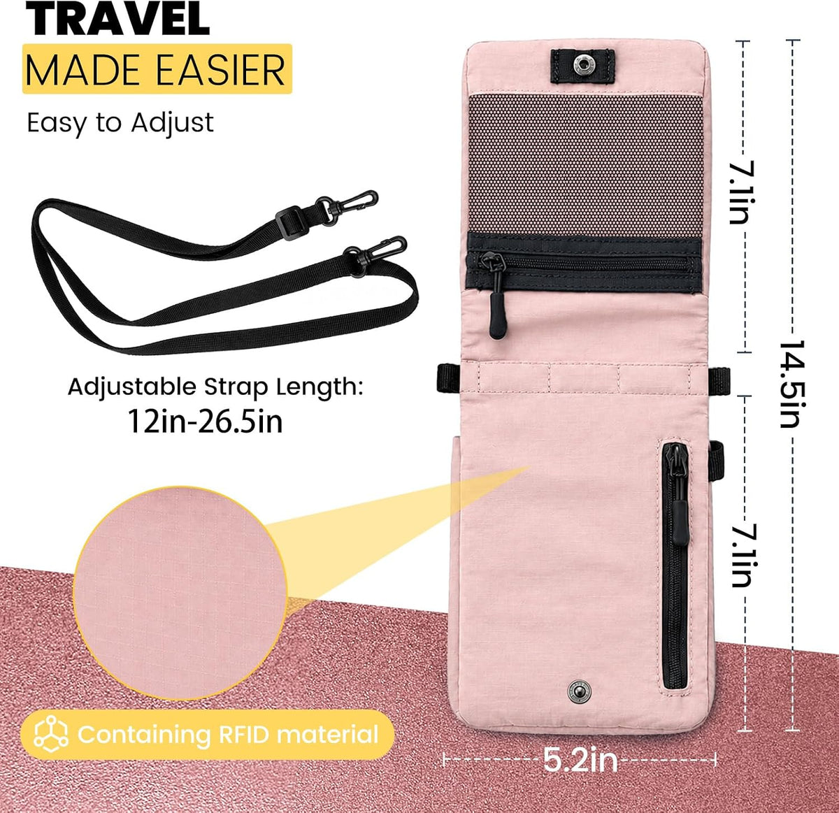 RFID Blocking Passport Holder for Travel Women Wallet Suit Single & Couples, Travel Essentials Neck Wallet with Adjustable Strap and Multi-Pocket Document Organizer Men for International Travelers
