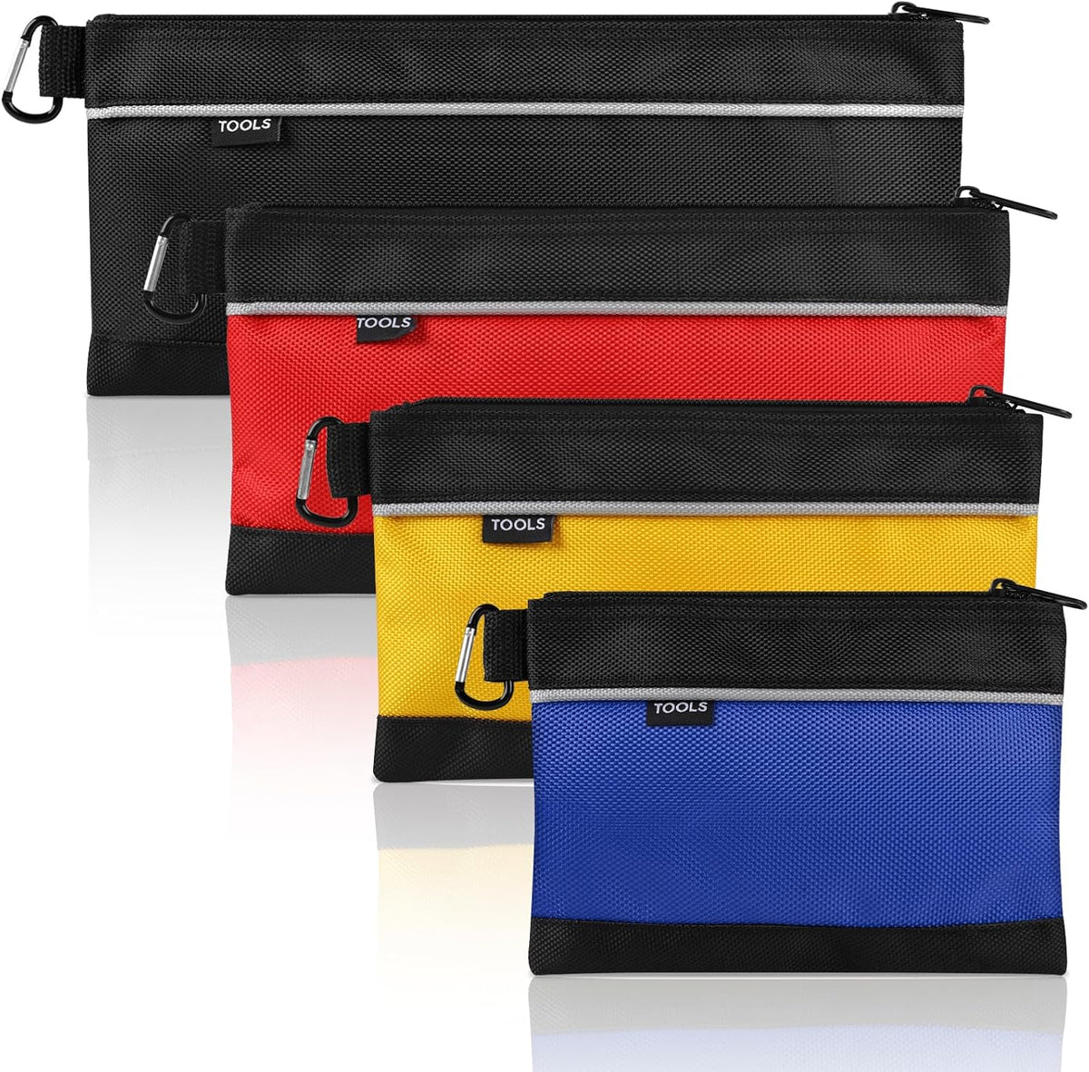 4 Pack Tool Pouch, Small Tool Bag with Zipper, 1680D Oxford Tool Pouches