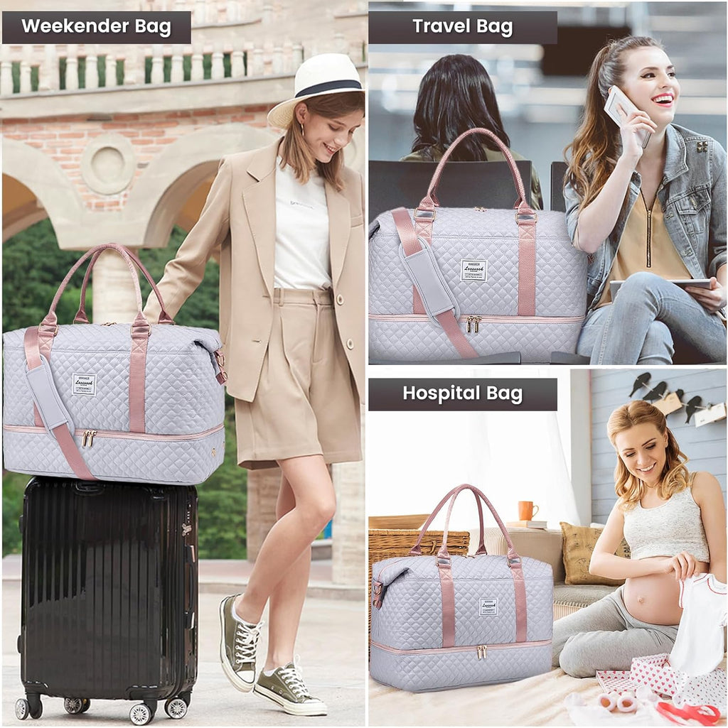 LOVEVOOK Travel Duffle Bag,Weekender Bags for Women with Shoe Compartment