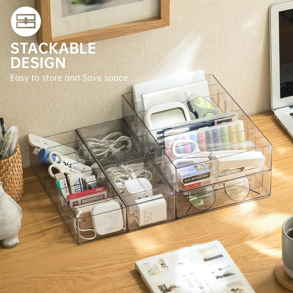 FRETONBA 2 Pcs Clear Cable Charger Organizer Box, Large