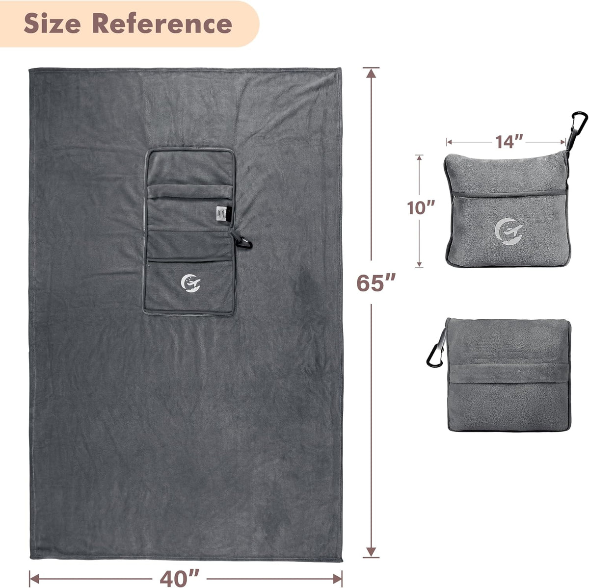 Tirrinia Travel Blanket Airplane Compact with Bag, Travel Pillow Blanket