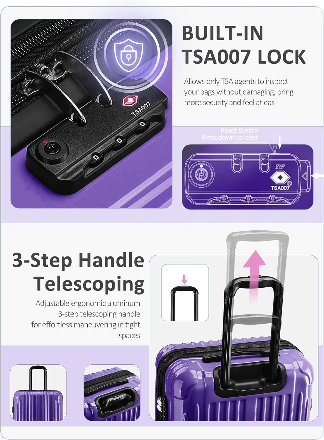 Expandable Carry on Luggage Suitcase with Wheels