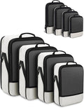 4 PCS Set Compression Packing Cubes for Travel, Lightweight Packaging Organizer Bags for Carry On Space Saving, Travel Essentials Cubes for Suitcase Backpack, Beige