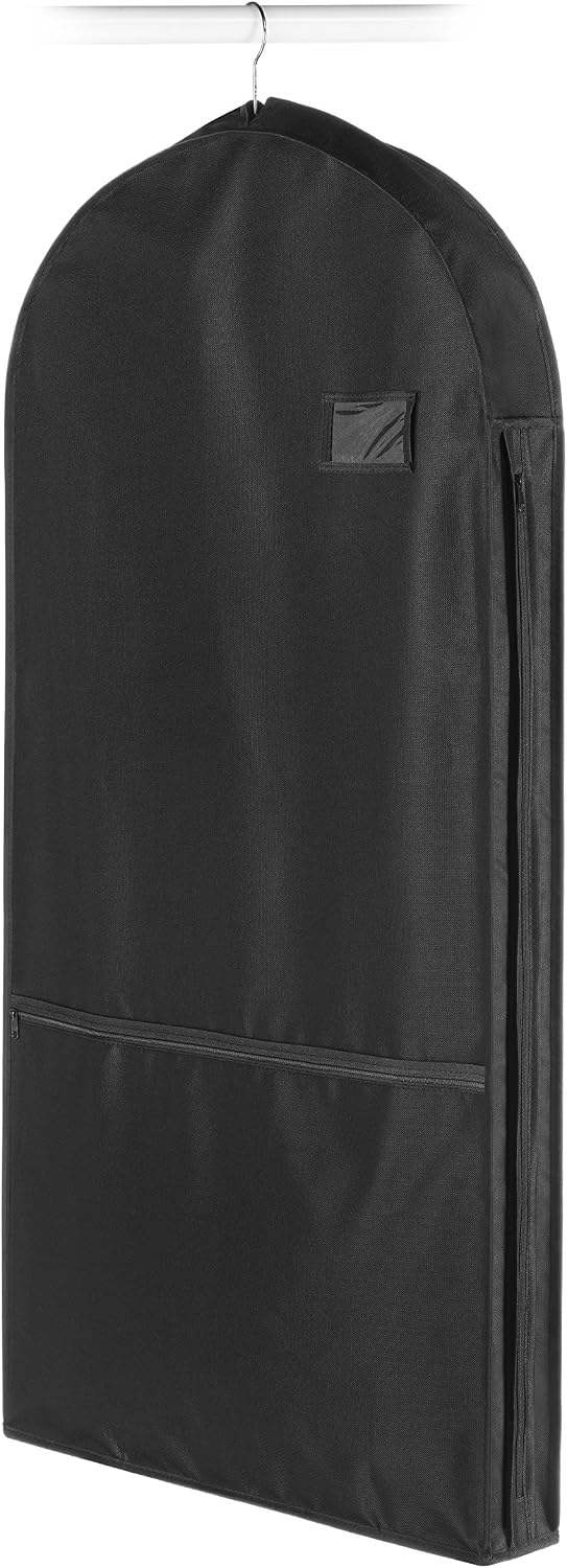 Whitmor Deluxe Garment Bag with Zipper Pocket, 42" 1 Pack Black