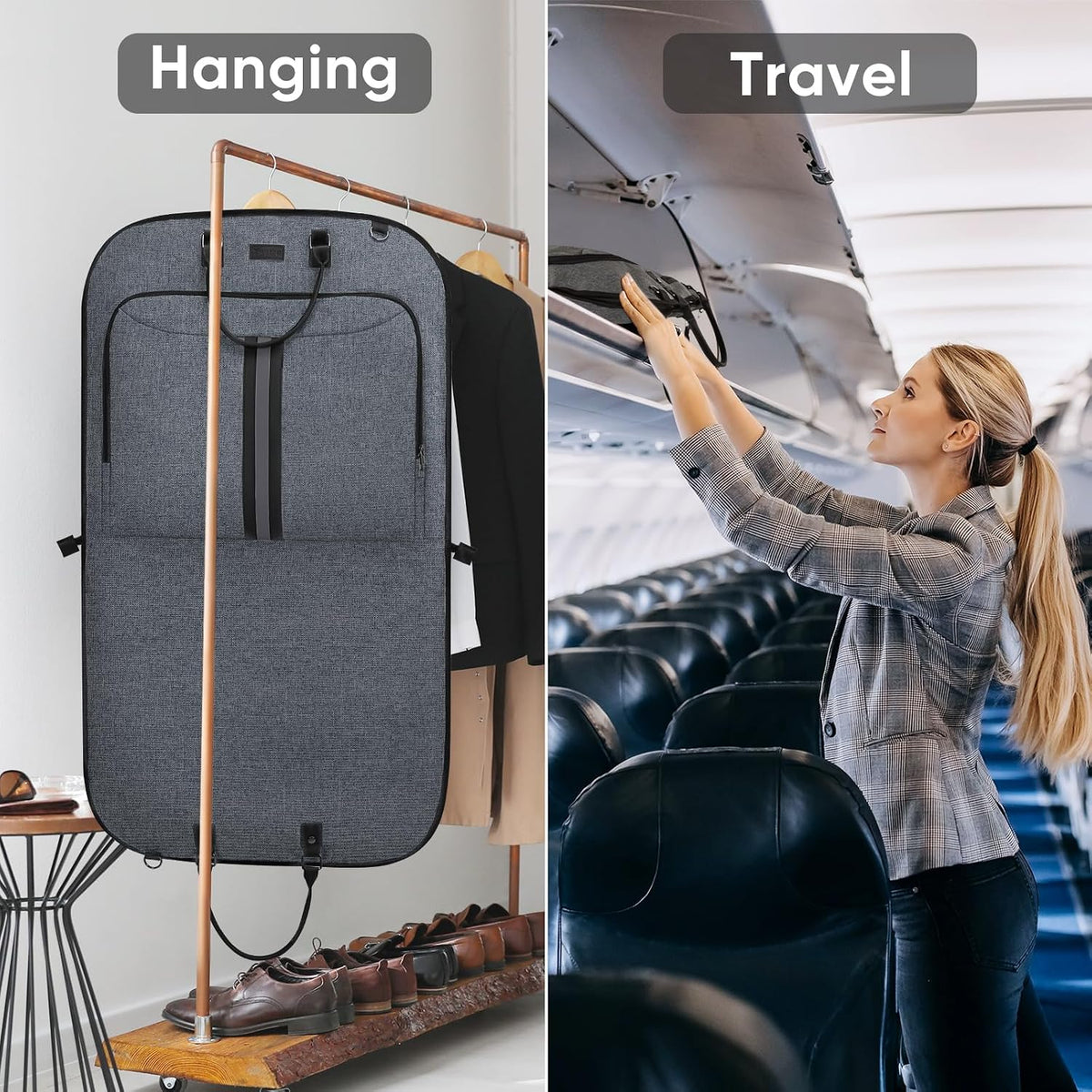 BALEINE Garment Bags for Travel, Water Resistant Carry on Suit Bag