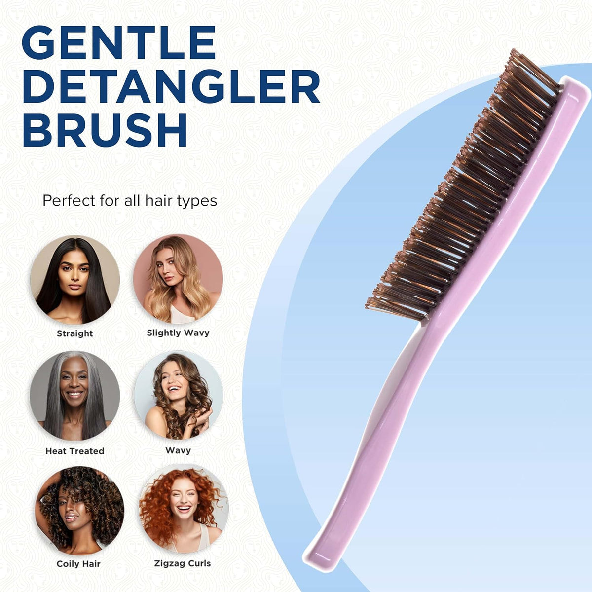 Giorgio Gentle Detangler Hair Brush for Men - Dual Length Bristles for Thick and Fine Hair, Scalp Massager, Travel-Friendly for All Hair Types & Textures, Wet or Dry Use