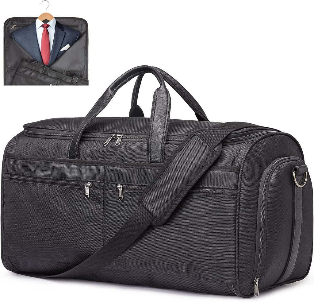 S-ZONE 50L Convertible Travel Garment Bag Carry on Garment Duffel Bag for Men Women 2 in 1 Hanging Suitcase Suit Business Travel Bag, Black