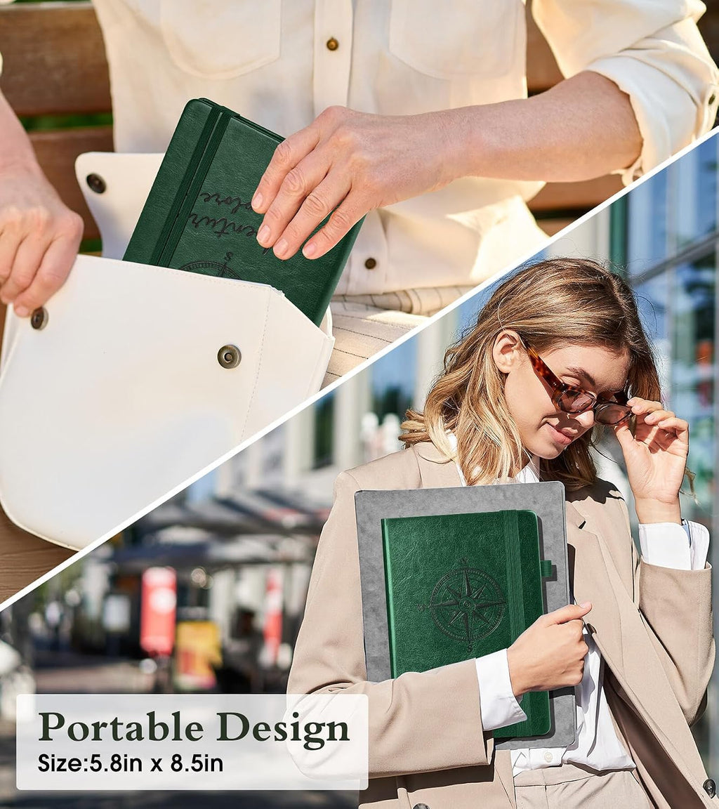 PAIBAS A5 Lined Journal, Leather Bound Notebook for Work & Travel 5.8"×8.5"