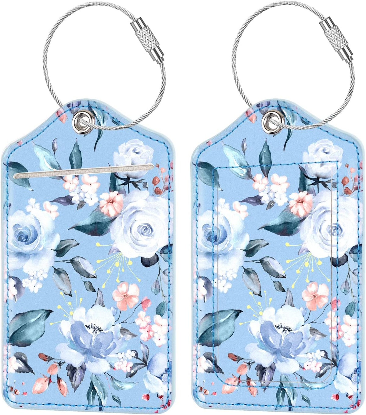 (2 Pack) Luggage Tag for Suitcases Leather Privacy Cover ID Label Travel