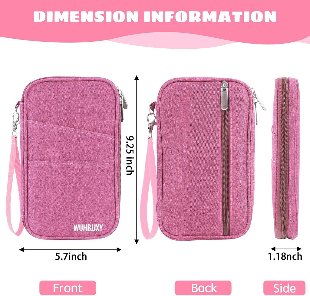 Premium Travel Passport Holder,Family Passport holder Travel Document Organizer,Secure &Stylish Companion For your Family (pink)