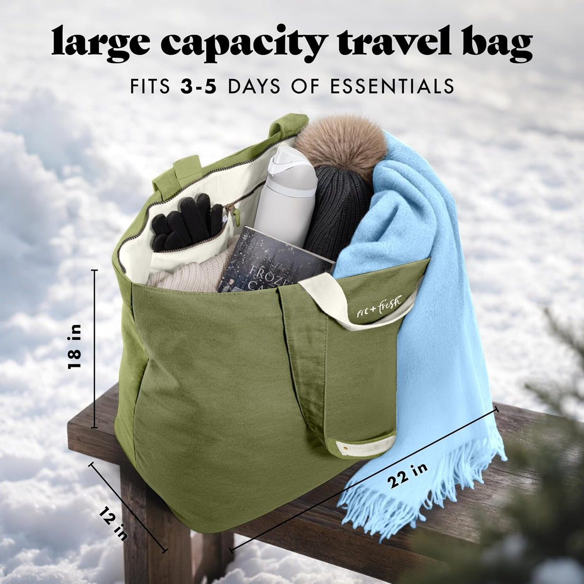 Fit & Fresh All The Things XL Tote Bag for Women, Beach Bag & Weekender