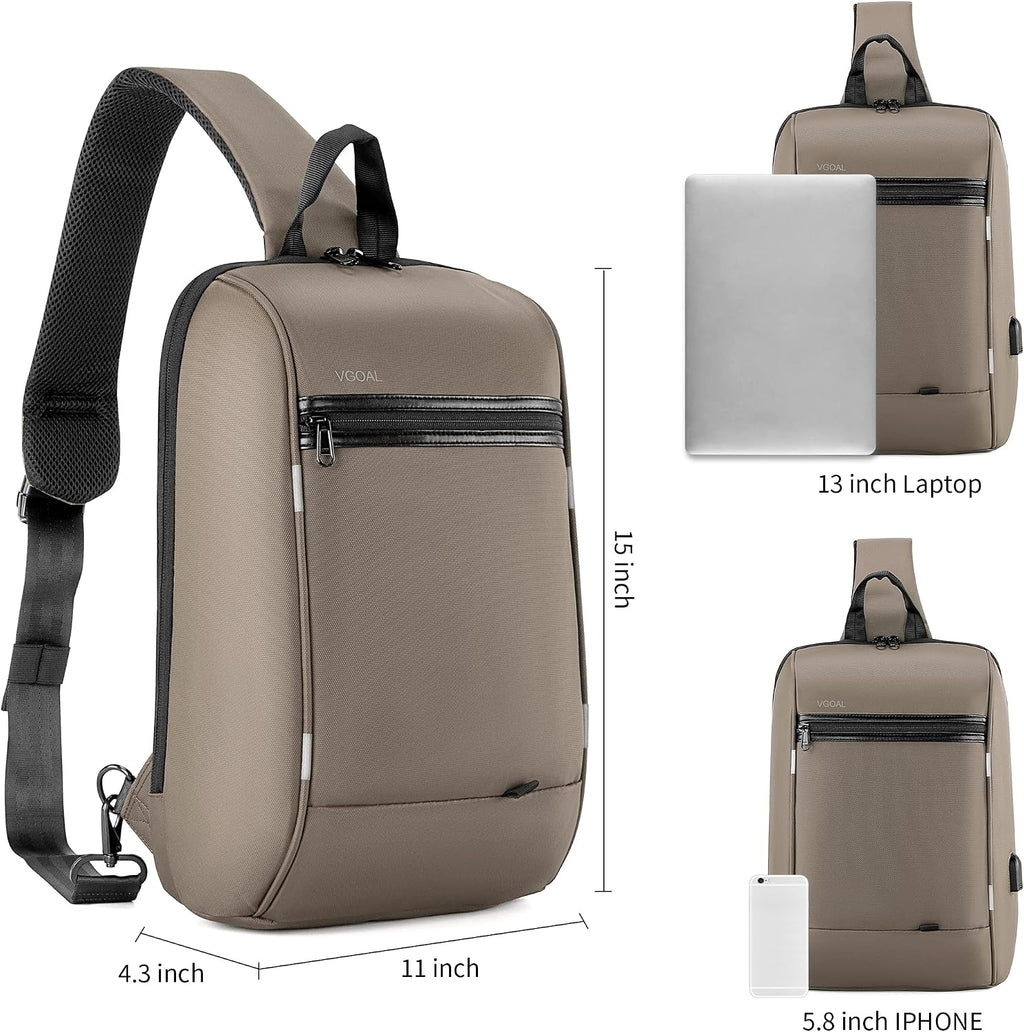 VGOAL Crossbody Bag Sling Bag for Men Sling Backpack with RFID Pocket Mini Backpack Daypack Crossbody for Travel Sport Running Hiking