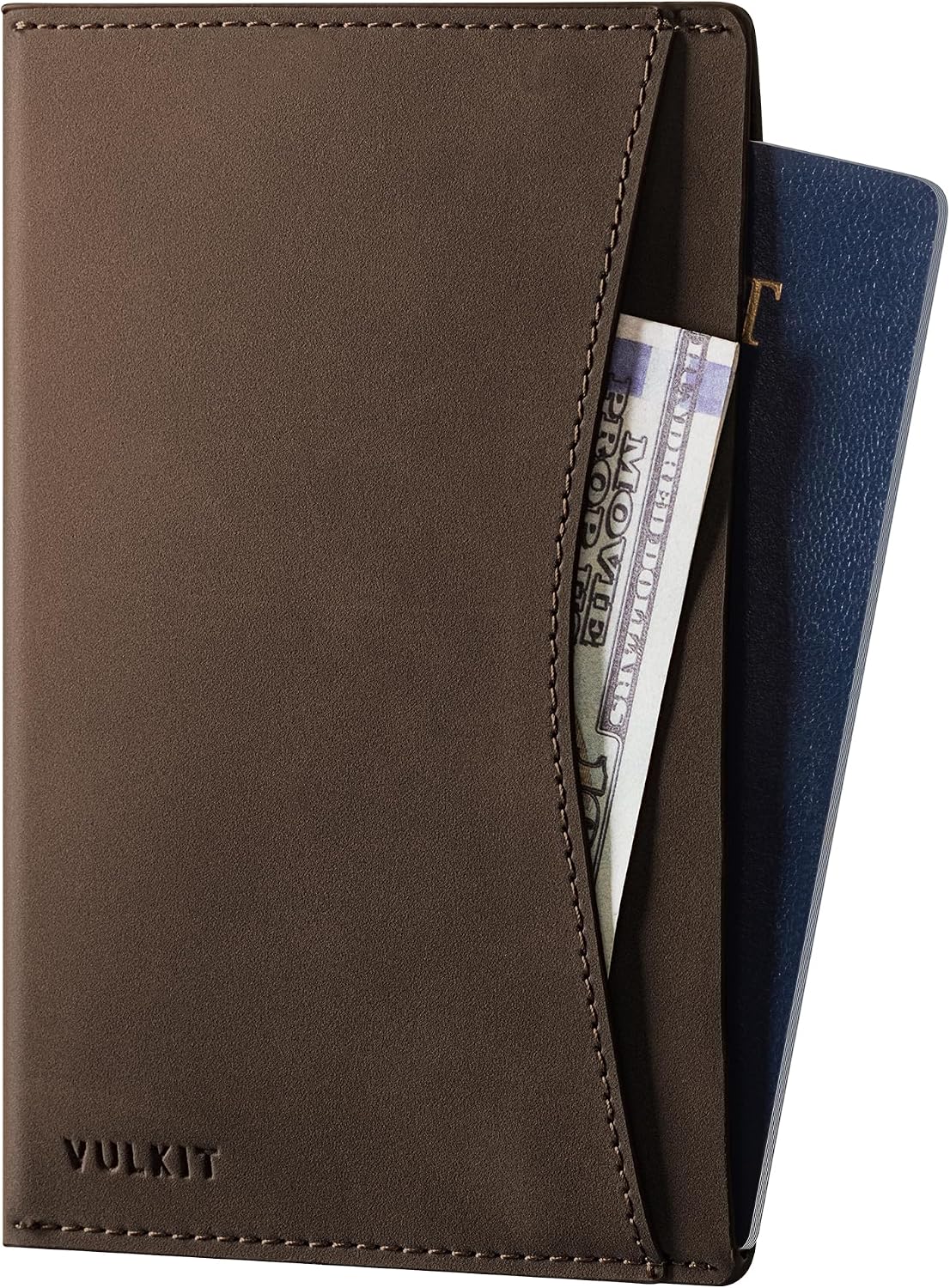 VULKIT Passport Cover Ultra Slim Design Leather Passport Sleeve RFID Blocking with 2 Card Slots, Anti-Theft Travel Essentials