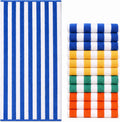 Breling 12 Pack 100% Cotton Oversized Cabana Stripe Beach Towels 30" x 60"