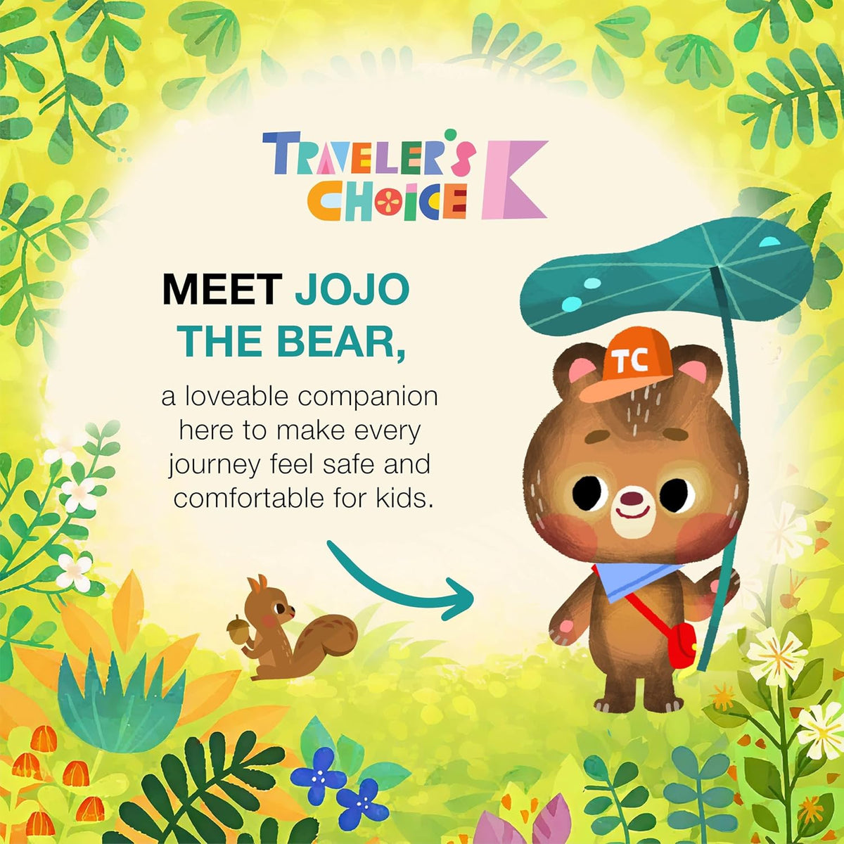 Traveler's Choice Kids JoJo the Bear's Travel Adventure, Jungle, 6-Piece Set (Carry-on, Packing Cubes, Luggage Tag)
