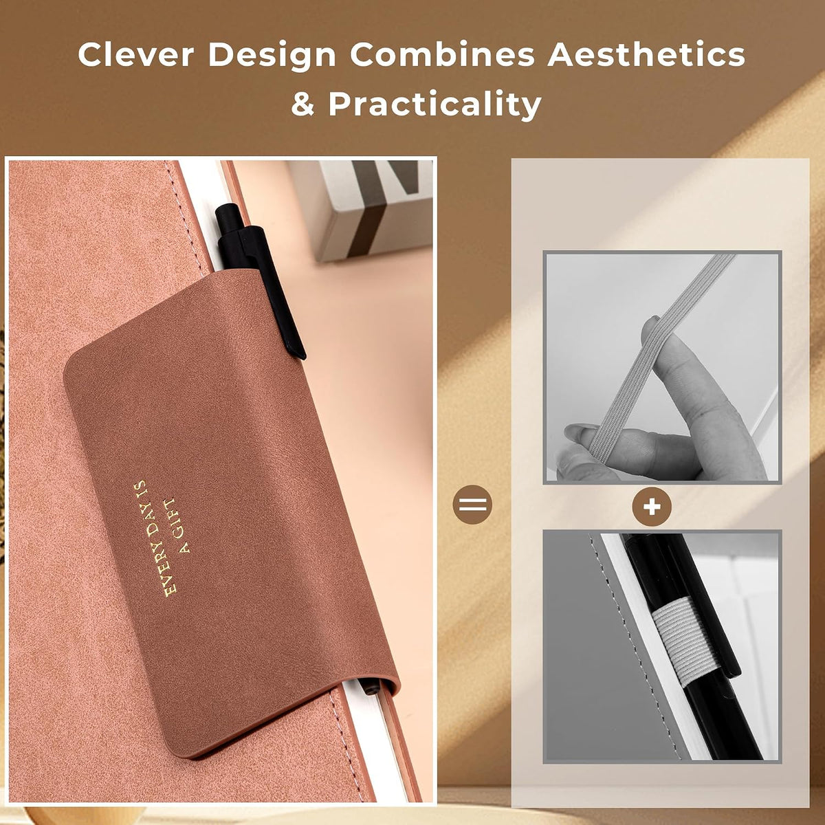 MINICAGIE Lined Leather Journals for Writing A5 Journaling Notebooks with 100 GSM Thick Paper Journal Notebook for Men & Women with Buckle Closure, Work Travel Note Taking Diary, 5.7" x 8.3", Pink