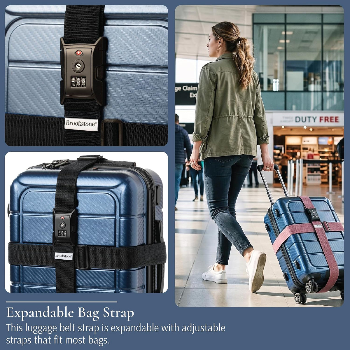 Brookstone Luggage Strap 2-in-1 TSA-Approved Expandable Strap