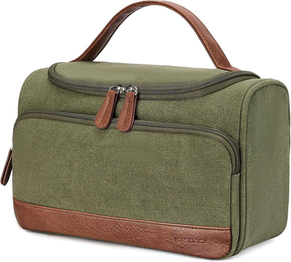 Vorspack Structured Canvas Travel Toiletry Bag for Men, Medium-Green