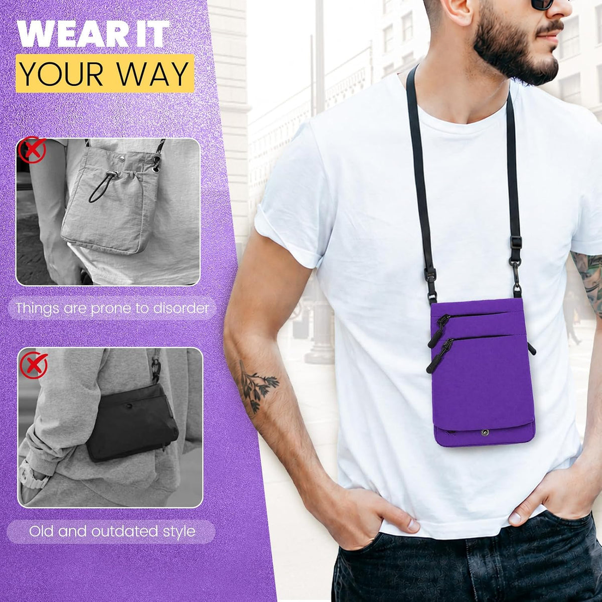 RFID Blocking Passport Holder for Travel Women Wallet Suit Single & Couples, Travel Essentials Neck Wallet with Adjustable Strap and Multi-Pocket Document Organizer Men for International Travelers