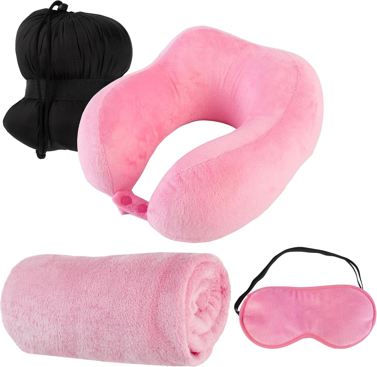 Home-Complete Travel Pillow Set, Pink, 3-Piece-Set
