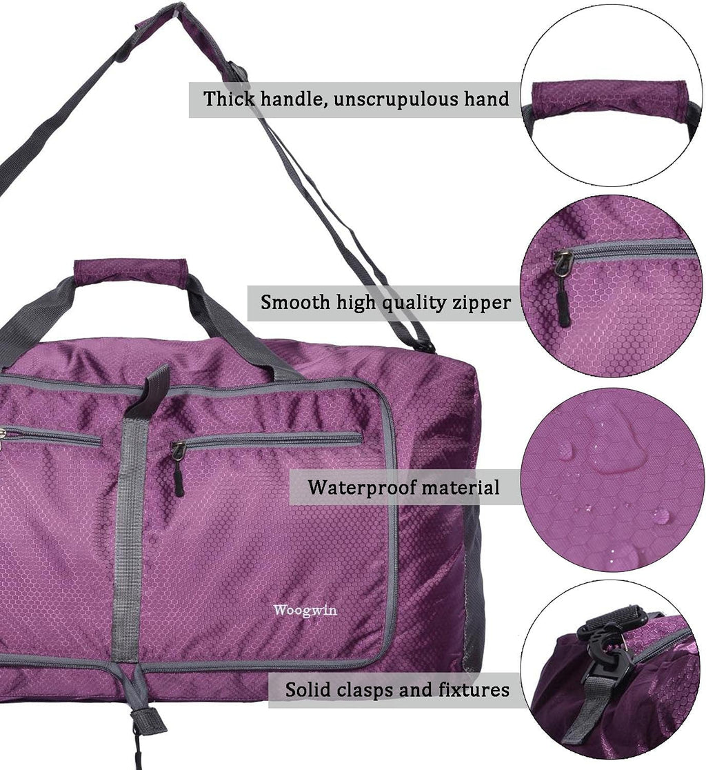 Woogwin Travel Duffel Bag Large Foldable Waterproof Overnight Bag for Beach Swim Bags Pool Sports Gym