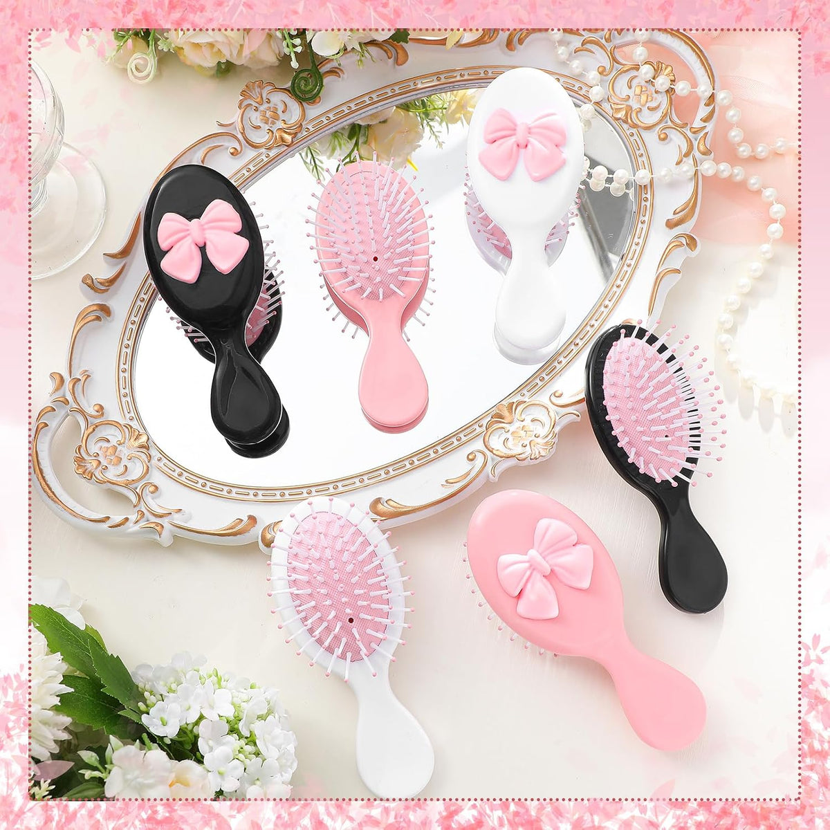 Meanplan 6 Pcs Mini Wet Hair Brush Bulk Travel Detangling Hair Brush, Mixed