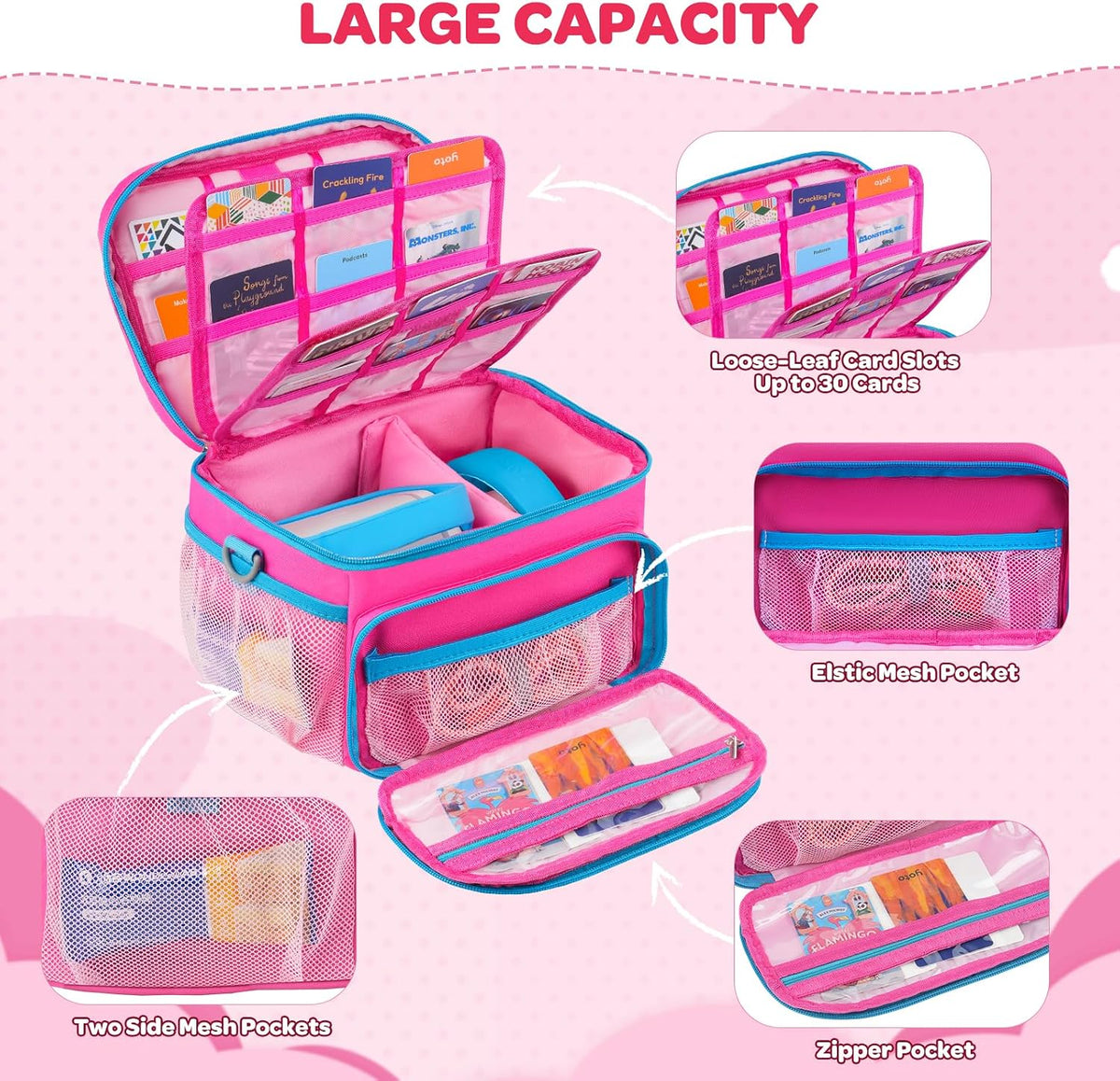 Carrying Case Fit for Yoto Player 3rd Generation & Headphone,Holds 30 Cards