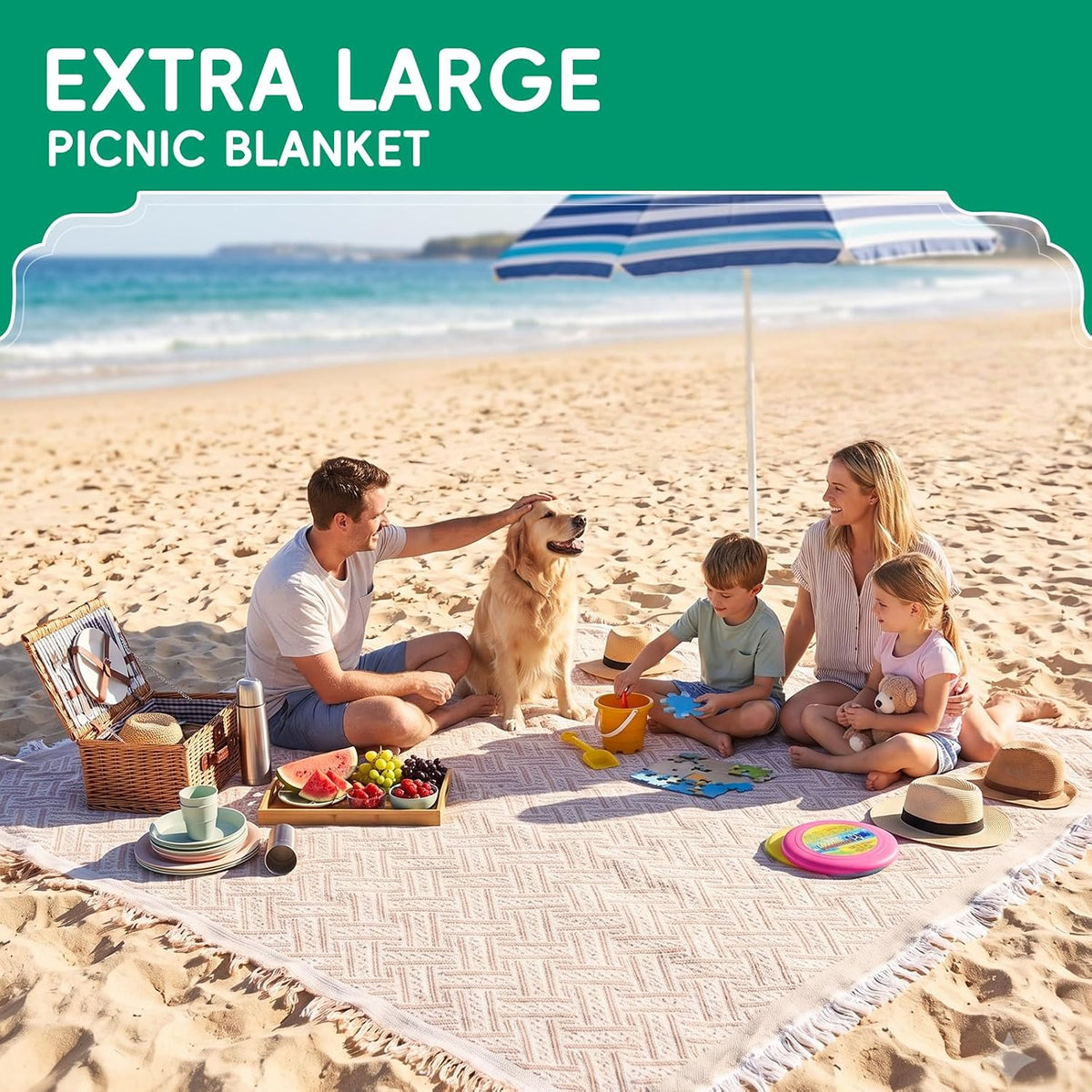 Extra Large Boho Beach Mat Picnic Outdoor Blanket Woven Giant Towel Camping Gear Cruise Essential 2026 Summer Vacation Must Have Airplane Travel Accessories Costa Rica Bahamas Hawaii Trip Stuff Gift