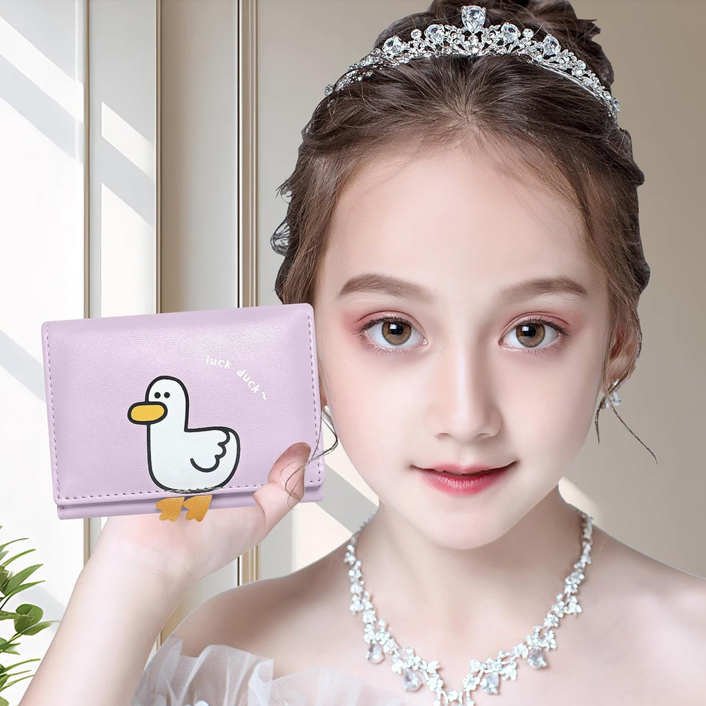 Cute Small Women Wallet with RFID Blocking,Suitable Kid Girls Ladies (Duck Purple)