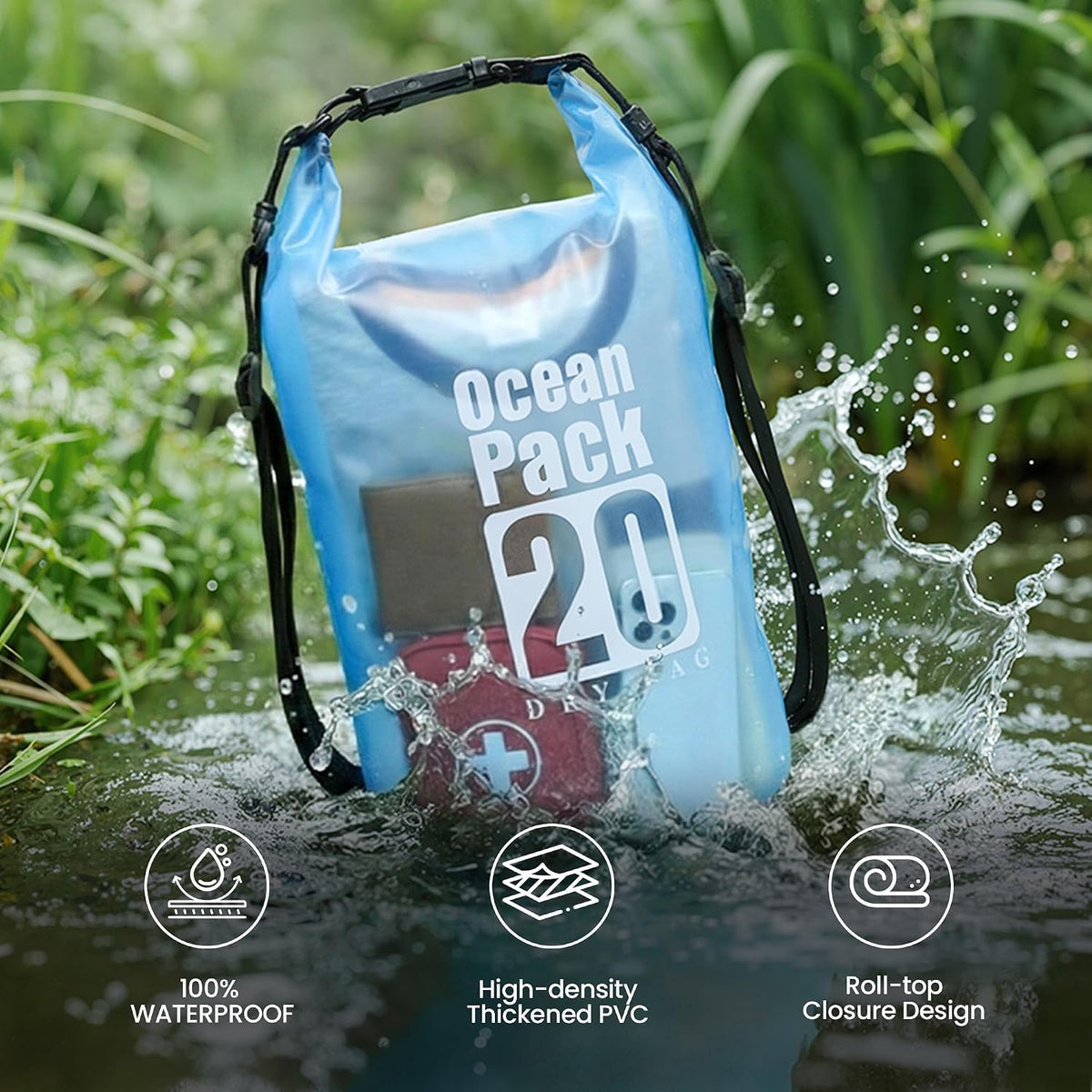 TILYMOL Waterproof Dry Bag Backpack for Kayaking, paddle boarding - 20L
