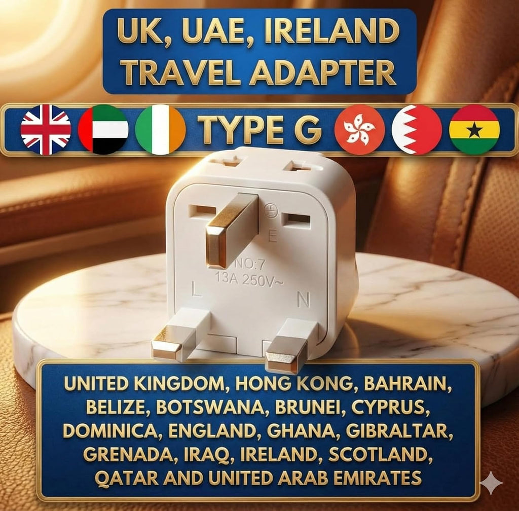 Universal International Power Adapter-2 in 1 UK Travel Plug Converter for Type G - Ideal for United Kingdom, Ireland, Great Britain, Scotland, England - London, Dublin - Worldwide Compatibility
