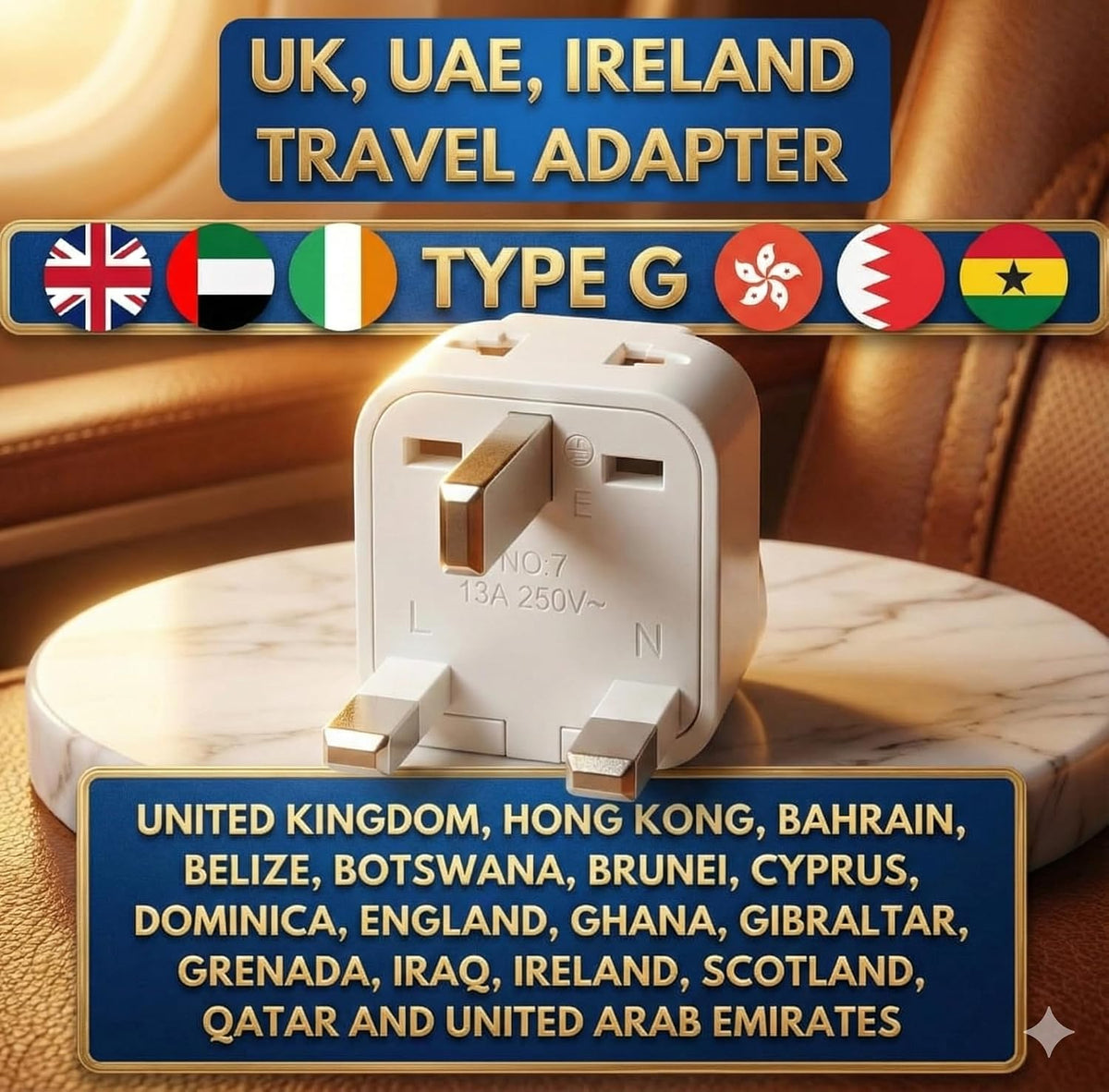 Universal International Power Adapter-2 in 1 UK Travel Plug Converter for Type G - Ideal for United Kingdom, Ireland, Great Britain, Scotland, England - London, Dublin - Worldwide Compatibility