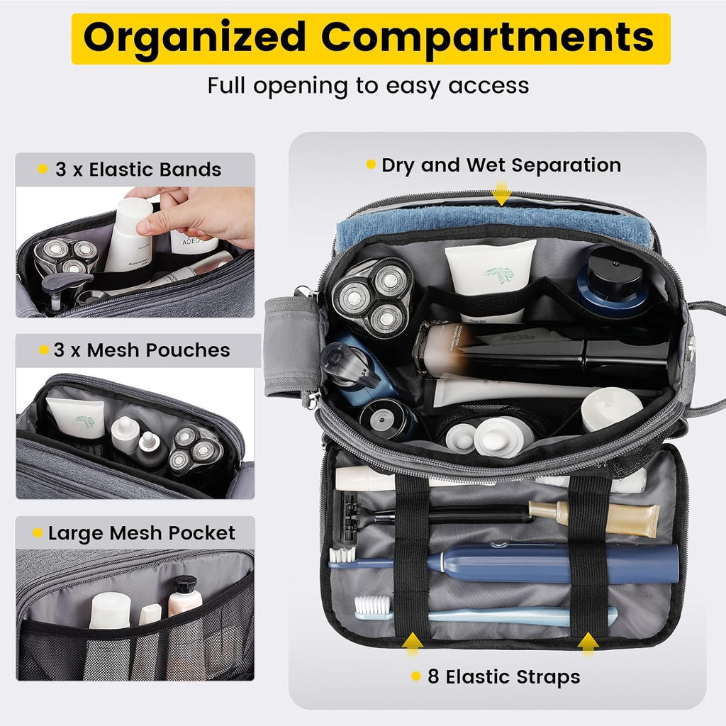 Vorspack Travel Toiletry Bag with Organized Compartment, Medium, Grey