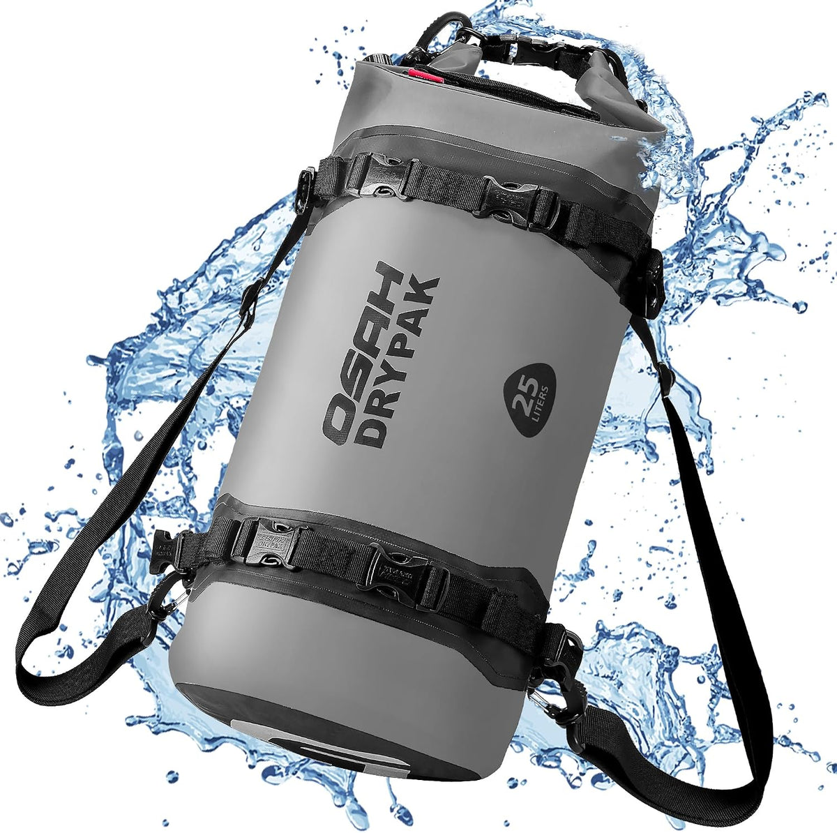 OSAH DRYPAK 25L Waterproof Dry Bag - Motorcycle Luggage Tail Bag with Straps for Back Seat, Roll Top Lightweight Waterproof Backpack Sack for Travel, Swimming, Boating, Kayaking, Camping and Beach