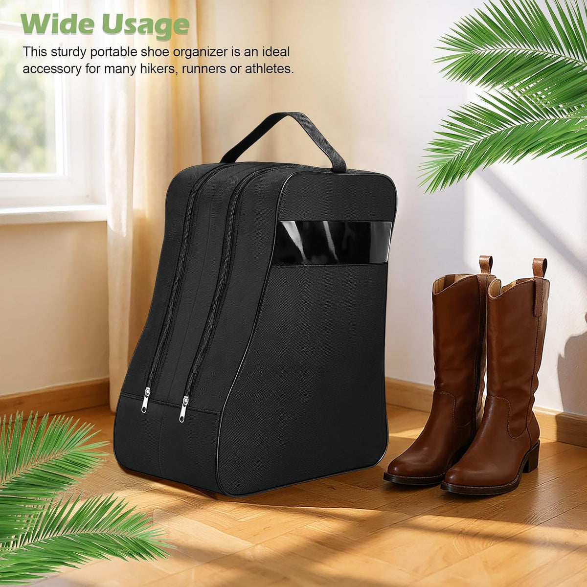 Aliceset 4 Pcs Boot Bags for Cowboy Boots Travel Boot Storage Bag Black