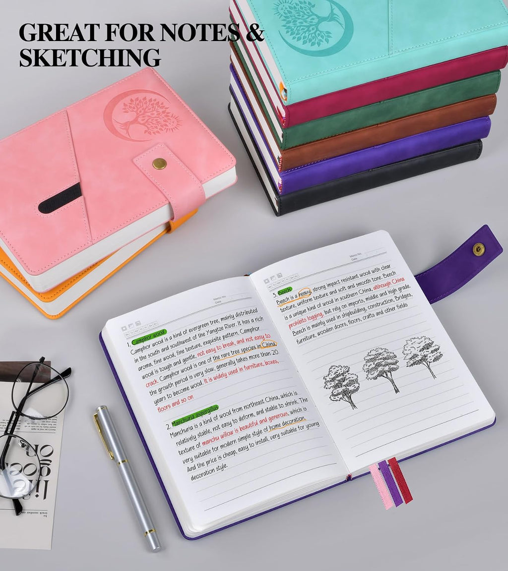 PAIBAS Lined Journal Notebook for Men, A5 Leather Journals for Writing Women, Hardcover Notebooks for Work,School,Note Taking,Travel,Business,Personal daily Diary,200 Page College Ruled (5.9" x 8.4")